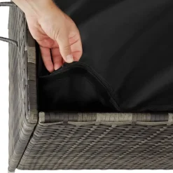 tectake Wicker opbergbox Kiruna met kunststof gaas, 120x55x61,5cm, 270l, Grijs Sale