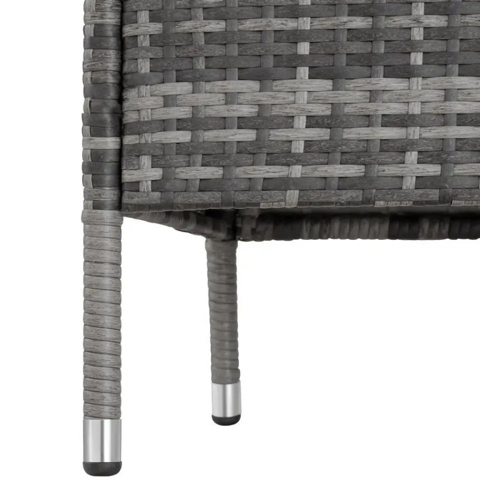 tectake Wicker tuinbank met tafel, Grijs/lichtgrijs Discount