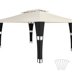 tectake Wicker tuinpaviljoen Mona 3x4m, Zwart/crème Hot