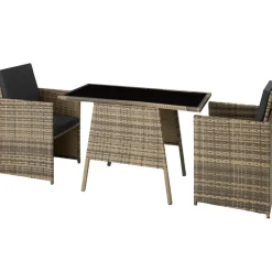 tectake Wicker tuinset Lausanne 2+1 - Natuur Clearance