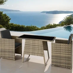 tectake Wicker tuinset Lausanne 2+1 - Natuur Clearance