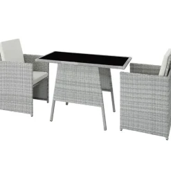 tectake Wicker tuinset Lausanne 2+1 - Lichtgrijs