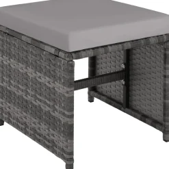 tectake Wicker tuinset Palma 8+4+1 met beschermhoes - Grijs/lichtgrijs Discount