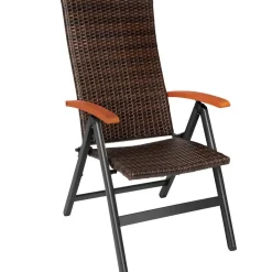 tectake Wicker tuinstoel Canberra opklapbaar, Bruin Sale