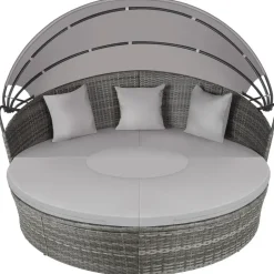 tectake Wicker zonne-eiland Santorini, Grijs