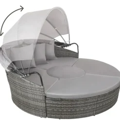 tectake Wicker zonne-eiland Santorini, Grijs