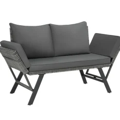 tectake Wicker-loungesofa Sintra, verstelbare armleuningen, 2in1, Grijs Best