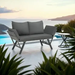 tectake Wicker-loungesofa Sintra, verstelbare armleuningen, 2in1, Grijs Best