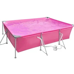 tectake Zwembad rechthoekig met filterpomp 300 x 207 x 70 cm, Pink Online