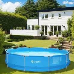 tectake Zwembad rond met stalen frame en filterpomp Ø 360 x 76 cm, Blauw Hot