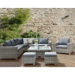 Beliani TEGLIO - Loungeset 9-zits - Grijs - Kunstrotan Best