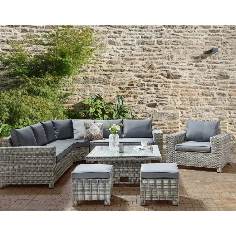 Beliani TEGLIO - Loungeset 9-zits - Grijs - Kunstrotan Best