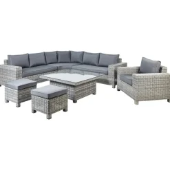 Beliani TEGLIO - Loungeset 9-zits - Grijs - Kunstrotan Best