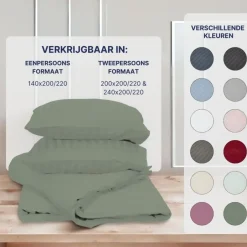 Ten Cate 100% Katoensatijnen Tweepersoons Dekbedovertrek - 200x200/220 - Groen Discount