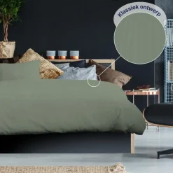 Ten Cate 100% Katoensatijnen Lits-jumeaux Dekbedovertrek - 240x200/220 - Groen Clearance