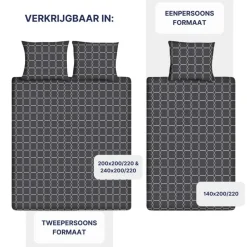 Ten Cate Katoenen Dekbedovertrek - 200x200/220 cm - Graphic Gray Outlet