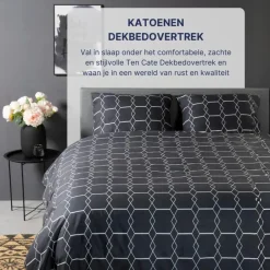 Ten Cate Katoenen Dekbedovertrek - 200x200/220 cm - Graphic Gray Outlet