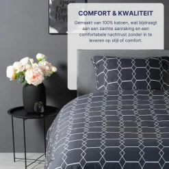 Ten Cate Katoenen Dekbedovertrek - 200x200/220 cm - Graphic Gray Outlet