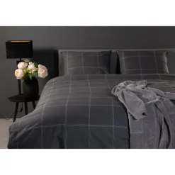 Ten Cate Katoenen Dekbedovertrek - 140x200/220 cm - Louis Antraciet Outlet