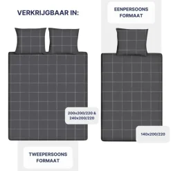 Ten Cate Katoenen Dekbedovertrek - 140x200/220 cm - Louis Antraciet Outlet