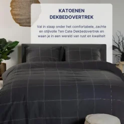 Ten Cate Katoenen Dekbedovertrek - 140x200/220 cm - Louis Antraciet Outlet