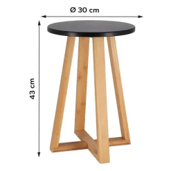 Tendance Bijzet krukje - zwart - bamboe hout - D30 x H43 cm Outlet