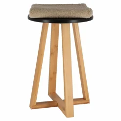 Tendance Bijzet krukje - zwart - bamboe hout - D30 x H43 cm Outlet