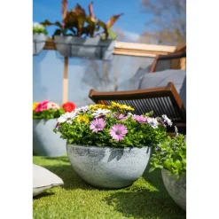 Ter Steege Bloempot schaal - kunststof - grijs - D55xH23 cm