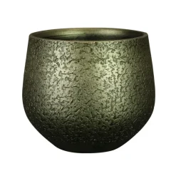 Ter Steege Plantenpot - keramiek - metallic donkergroen - 23x20cm Sale