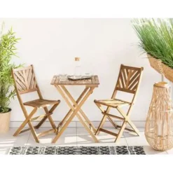 Beliani TERNI - Bistroset voor 2 - Lichte houtkleur - Acaciahout Outlet