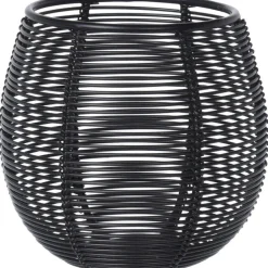 Merkloos Theelicht/waxinelichthouder metaal draad - zwart - D10 cm Best