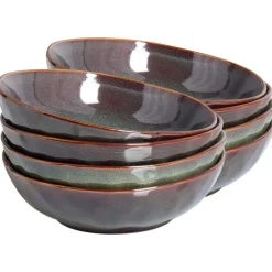 Leen Bakker THYME - Diepe borden set van 8 - Donkergroen - Steengoed Best