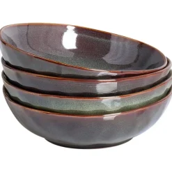 Leen Bakker THYME - Diepe borden set van 4 - Donkergroen - Steengoed New