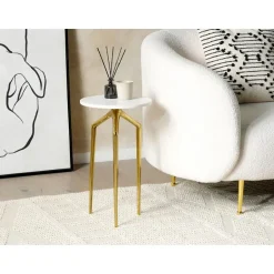 Beliani TILPA - Bijzettafel - Wit - Marmer New