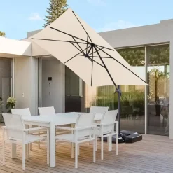 Merkloos Tiltable Floating Parasol 250x250 cm - Starker schwimmender Sonnenschirm - Ecru Outlet