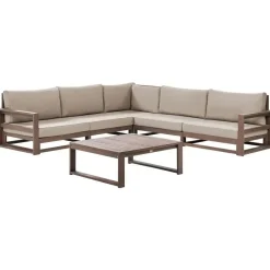 Beliani TIMOR - Loungeset 5-zits - Donkere houtkleur - FSC® acaciahout