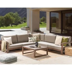 Beliani TIMOR - Loungeset 5-zits - Donkere houtkleur - FSC® acaciahout