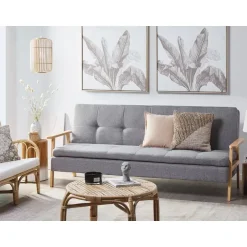 Beliani TJORN - Slaapbank - Lichtgrijs - Polyester Clearance