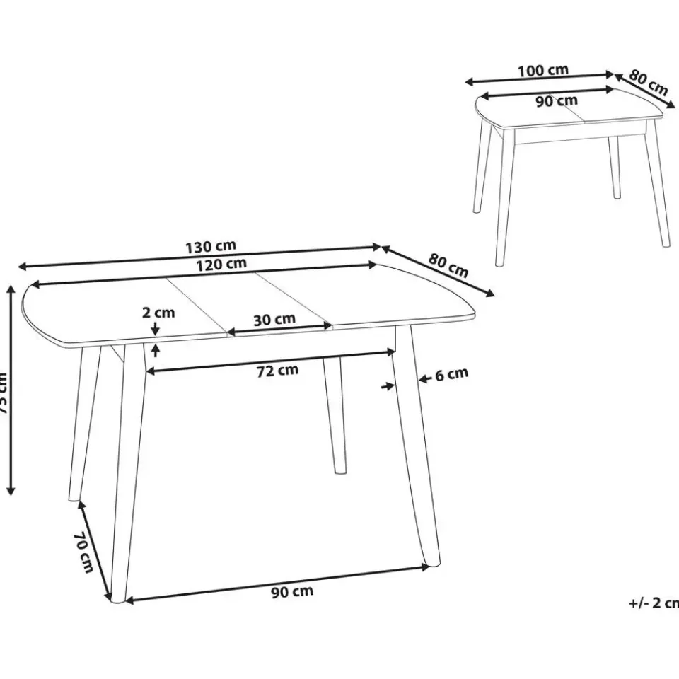Beliani TOMS - Uitschuifbare eettafel - Lichthout - 100/130 x 80 cm - MDF Best