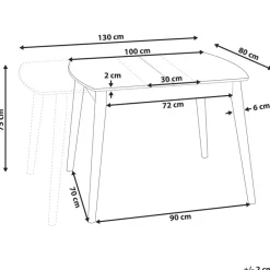 Beliani TOMS - Uitschuifbare eettafel - Lichthout - 100/130 x 80 cm - MDF Best
