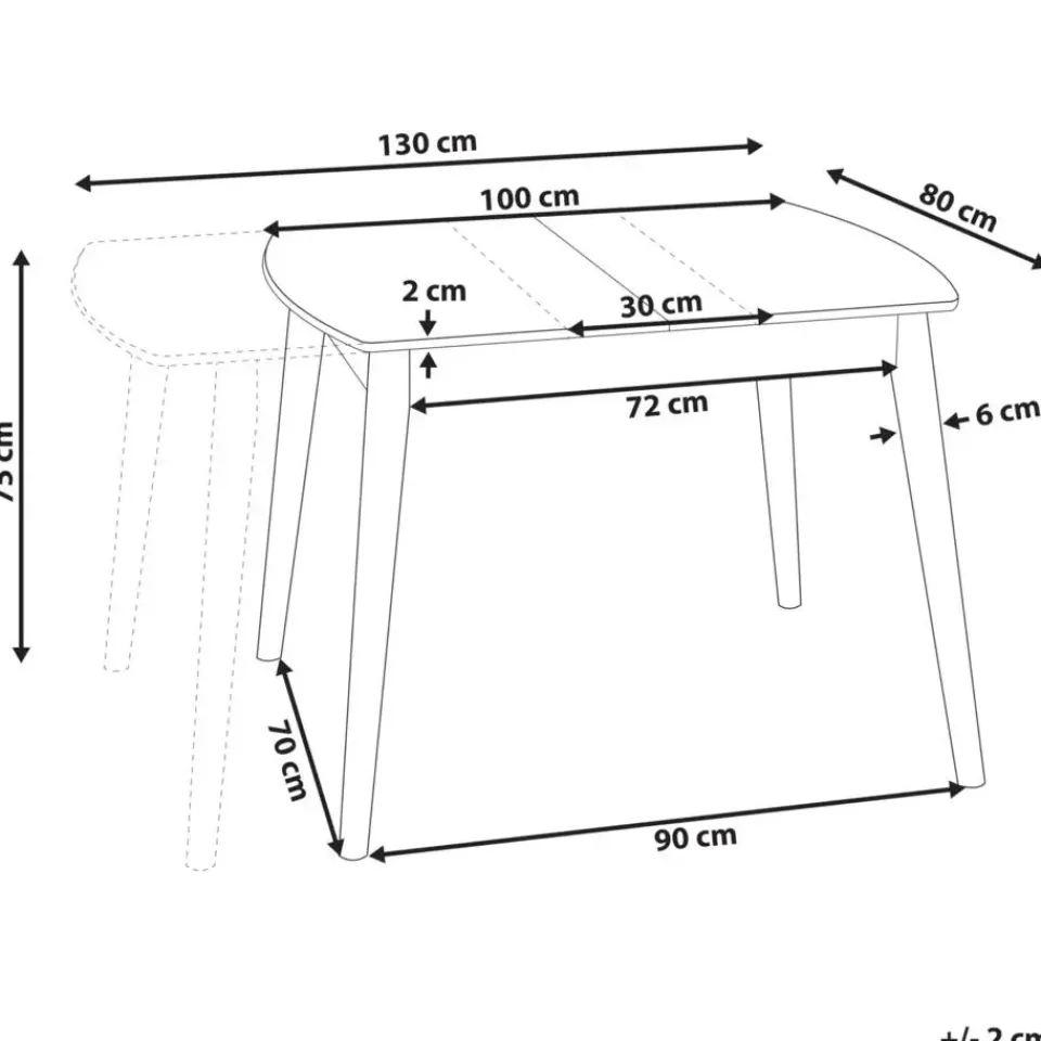 Beliani TOMS - Uitschuifbare eettafel - Lichthout - 100/130 x 80 cm - MDF Best