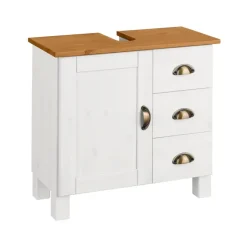 Loft24 Toscana - Wastafelonderkast met 3 lades en 1 deur van grenen in wit Outlet