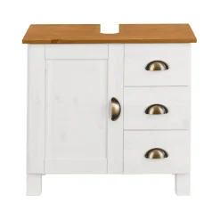 Loft24 Toscana - Wastafelonderkast met 3 lades en 1 deur van grenen in wit Outlet