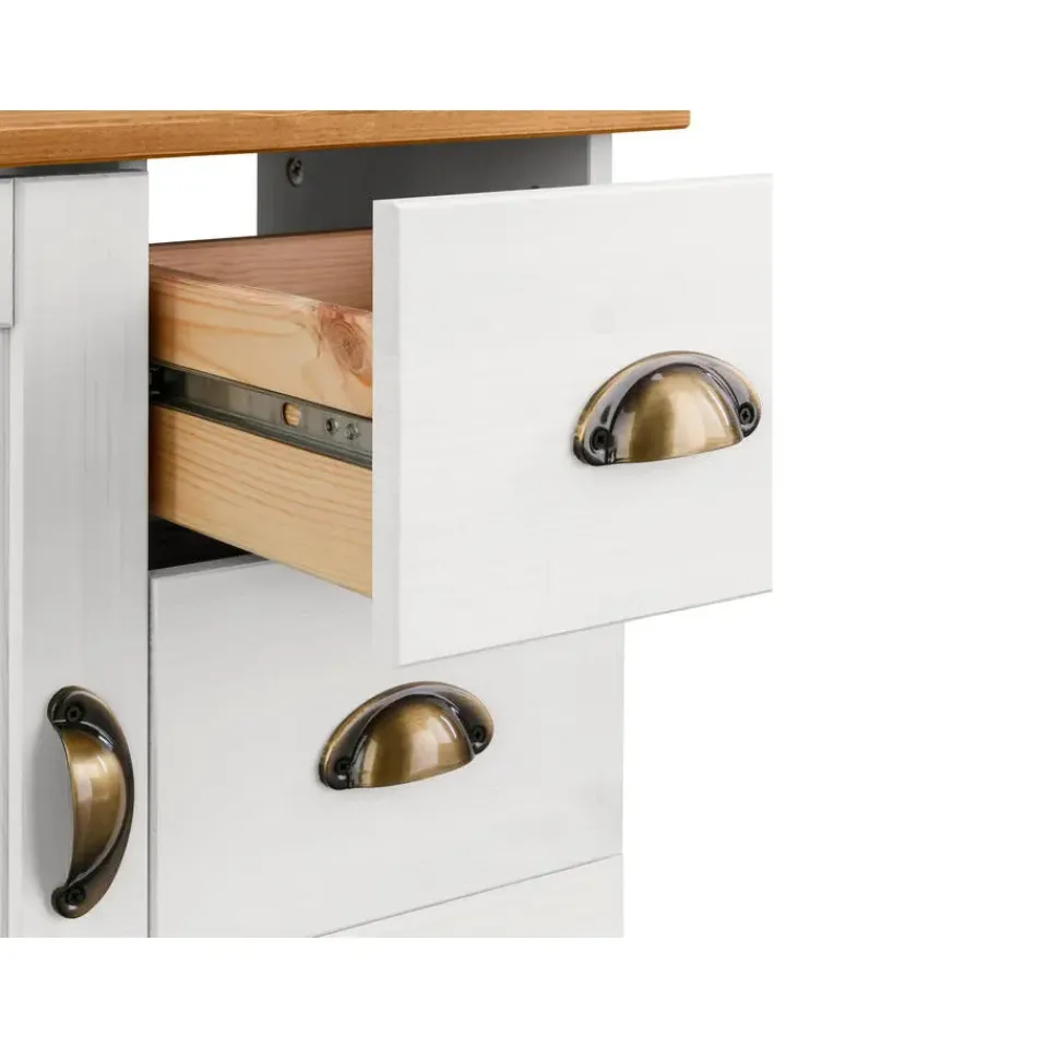 Loft24 Toscana - Wastafelonderkast met 3 lades en 1 deur van grenen in wit Outlet