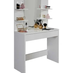 Trendteam Make-uptafel Basix - 85 x 40 x 141 cm - 100% Melaminegecoat - Wit Online