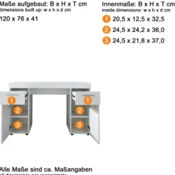 Trendteam Modern Bureau Amanda - 120 x 41 x 76 cm - High Glossy White Best