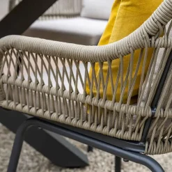 Garden Impressions Triton dining fauteuil - carbon black - rope donker zand - desert sand Clearance