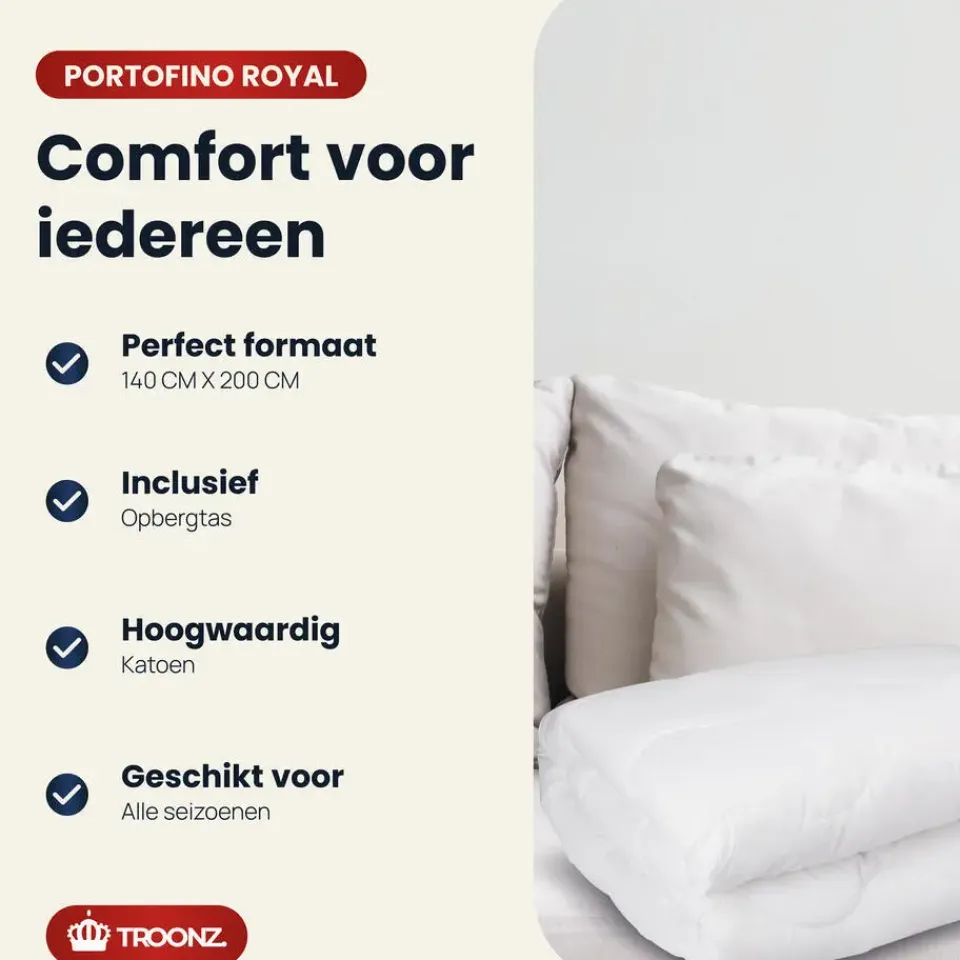 Troonz Dekbed Portofino - 4 Seizoenen - Tweepersoons dekbed - 140x200 Discount