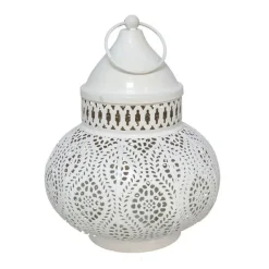 Merkloos Tuin lantaarn - Marokkaanse sfeer - wit/goud - D15 x H19 cm - metaal New