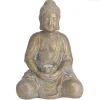 Merkloos Tuinbeeld - Boeddha - goudkleurig - solar verlichting - 44 cm